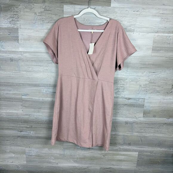 Madewell Blush Pink Faux Wrap Midi Dress - Picture 1 of 4